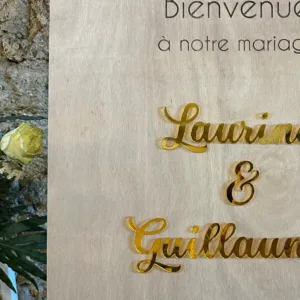 Panneau de bienvenue bois & plexiglass