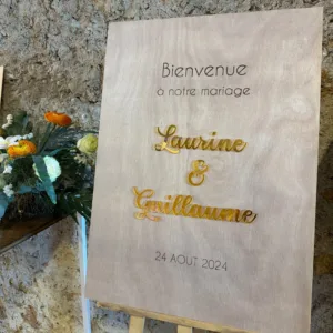 Panneau de bienvenue bois & plexiglass